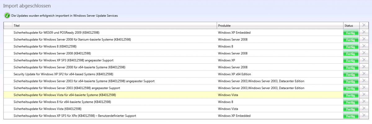 #WannaCry Microsoft Security Bulletin MS17-010: Import KB4012598 for XP and Server 2003 into WSUS