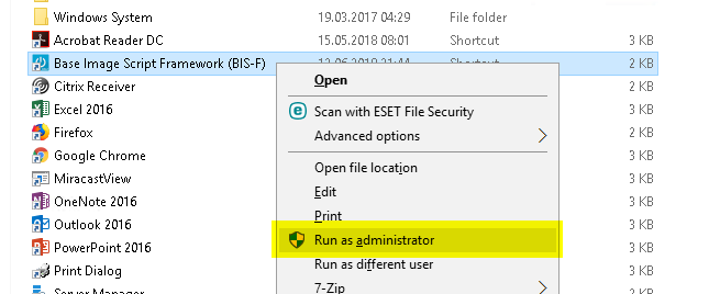 Execute BIS-F