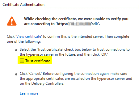 Trust the self-signed certificate