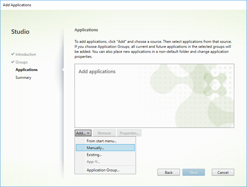 Add application manually