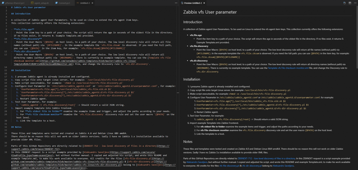 Zabbix Linux vfs User parameter Templates