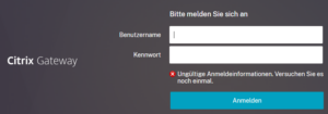 Citrix NetScaler Gateway - Login failed
